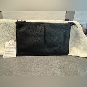 Black Leather Clutch NEW